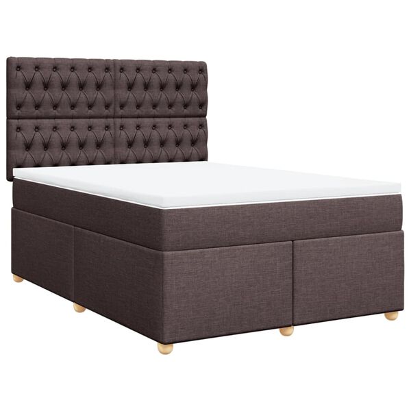 vidaXL Sommier &agrave; lattes de lit avec matelas Marron fonc&eacute; 140x190 cm