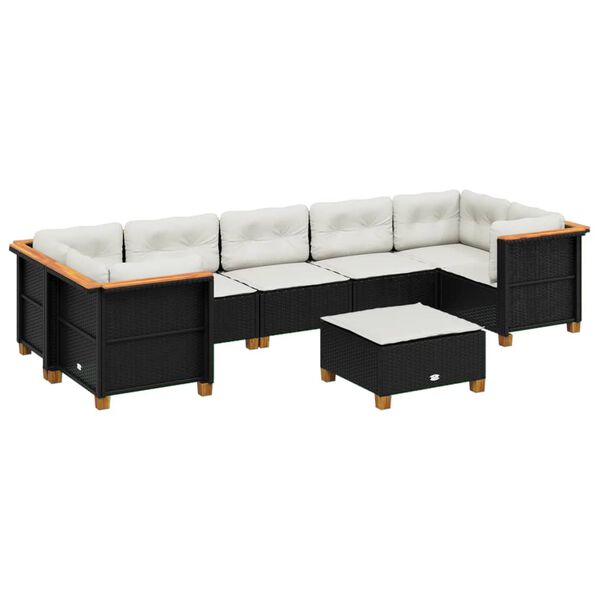 vidaXL Salon de jardin 8 pcs avec coussins noir r&eacute;sine tress&eacute;e
