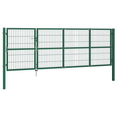 vidaXL Portail de clôture de jardin avec poteaux 350x120 cm Acier Vert
