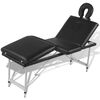 vidaXL Table de massage pliable Noir 4 zones avec cadre en aluminium