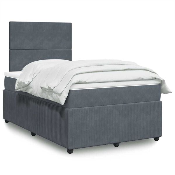 vidaXL Sommier &agrave; lattes de lit et matelas gris fonc&eacute; 120x190cm velours