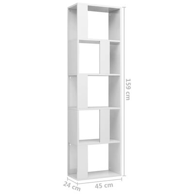 vidaXL Bibliothèque/Séparateur de pièce Blanc brillant 45x24x159 cm