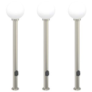 vidaXL Bornes lumineuses avec sortie lot de 3 120 cm acier inoxydable IP44