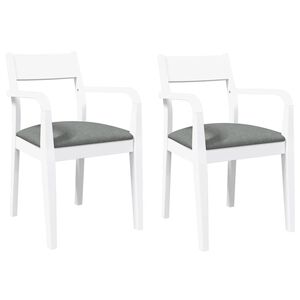 vidaXL Chaises &agrave; manger coussins 2 pcs blanc bois massif caoutchouc