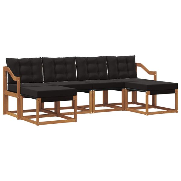 vidaXL Ensemble de canap&eacute;s d'ext&eacute;rieur 6 pcs Naturel et Noir