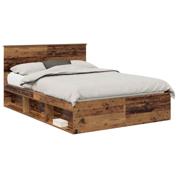 vidaXL Cadre de lit Bois ancien 140 x 190 cm Pin massif