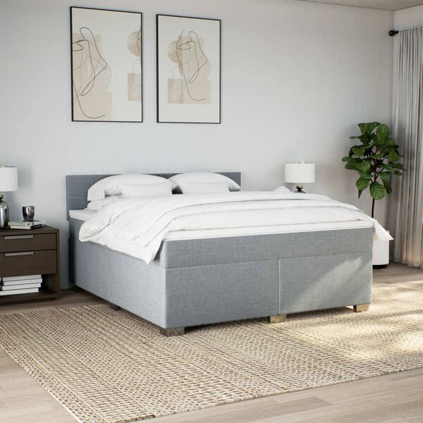 vidaXL Sommier &agrave; lattes de lit avec matelas Gris clair 180x200cm Tissu