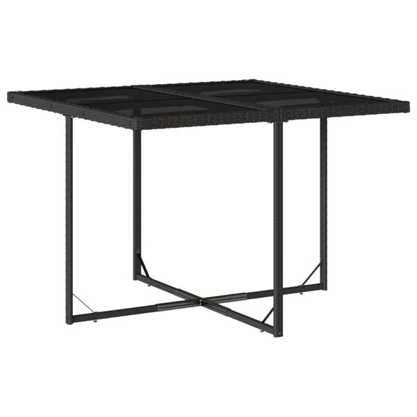 vidaXL Ensemble &agrave; manger de jardin coussins 5pcs Noir R&eacute;sine tress&eacute;e
