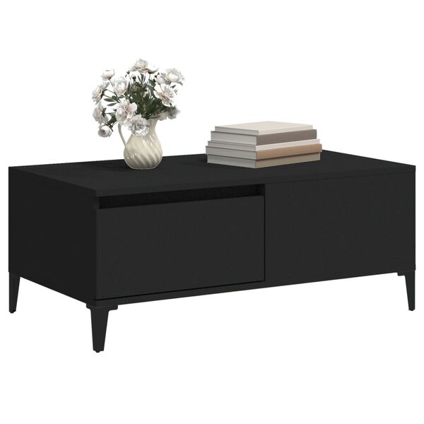 vidaXL Table basse Noir 90x50x36,5 cm Bois d'ing&eacute;nierie