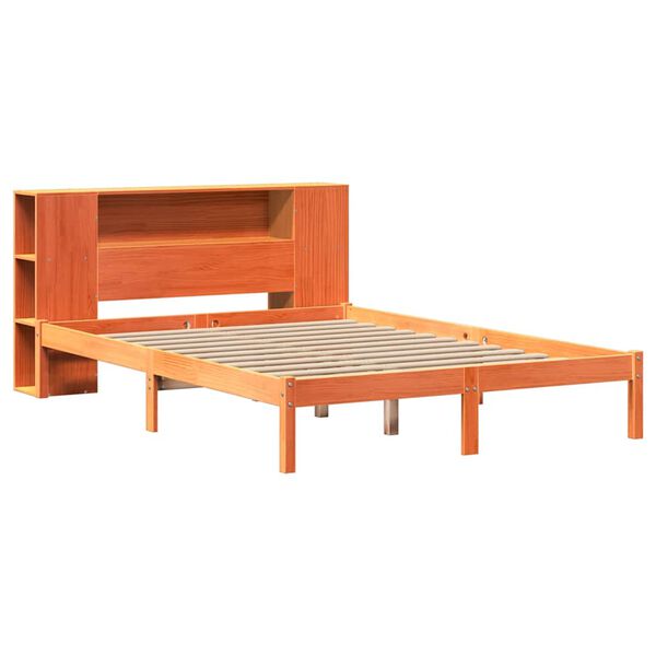 vidaXL Lit biblioth&egrave;que sans matelas cire marron 120x190cm pin massif