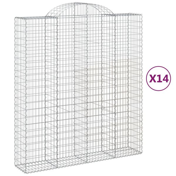 vidaXL Paniers &agrave; gabions arqu&eacute;s 14 pcs 200x50x220/240 cm Fer galvanis&eacute;