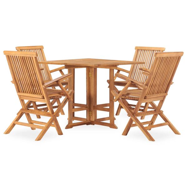 vidaXL Ensemble &agrave; manger d'ext&eacute;rieur pliable 5 pcs Bois solide de teck