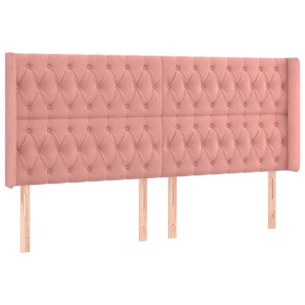 vidaXL T&ecirc;te de lit avec oreilles Rose 203x16x118/128 cm Velours