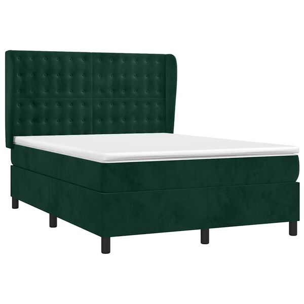 vidaXL Sommier &agrave; lattes de lit et matelas Vert fonc&eacute; 140x200cm Velours