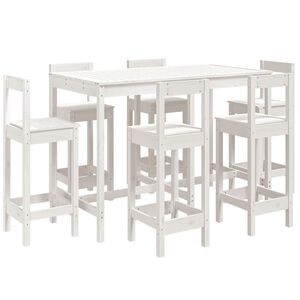 vidaXL Ensemble de bar de jardin 7 pcs blanc bois de pin massif