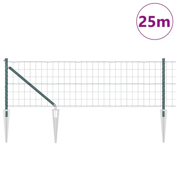 vidaXL Cl&ocirc;ture avec poteau Vert 0,4 x 25 m Acier et PVC