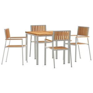 vidaXL Ensemble de repas ext&eacute;rieur 5 pcs Marron Bois de teck massif