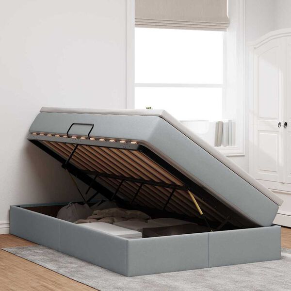 vidaXL Lit avec rangement et matelas Gris clair 120 x 200 cm Polyester