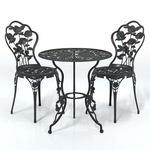 vidaXL Ensemble de bistro 3 pcs Aluminium coul&eacute; Noir