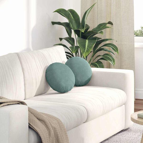 vidaXL Coussins de siège 2 pcs Vert Mer Ø 40 x 13 cm Velours