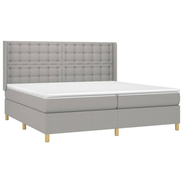 vidaXL Sommier &agrave; lattes de lit matelas LED Gris clair 200x200 cm Tissu
