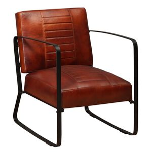 vidaXL Fauteuil marron cuir v&eacute;ritable