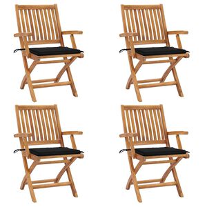 vidaXL Chaises pliables de jardin avec coussins lot de 4 Teck solide