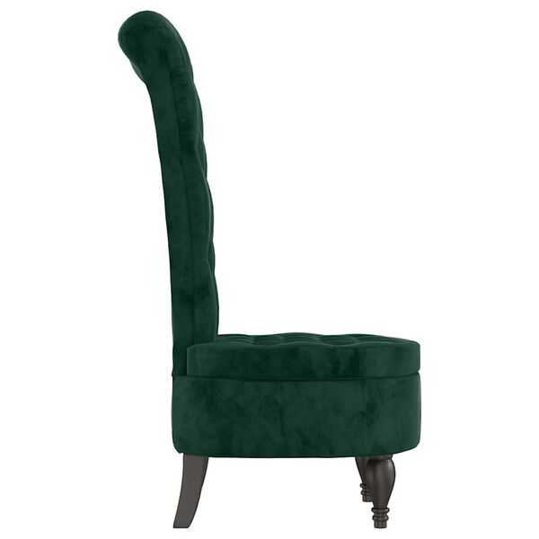 vidaXL Chaise &agrave; dossier haut vert fonc&eacute; velours conception de bouton