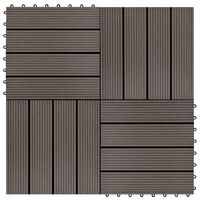 vidaXL Carreau de terrasse 11 pcs WPC 30 x 30 cm 1 m&sup2; Marron fonc&eacute;