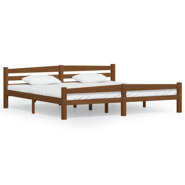 vidaXL Cadre de lit sans matelas marron miel bois pin massif 200x200cm