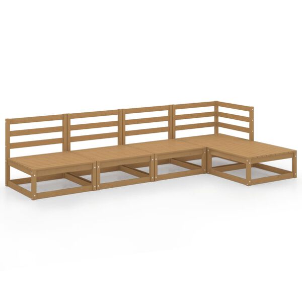 vidaXL Salon de jardin 5 pcs marron miel bois de pin massif
