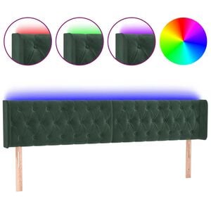 vidaXL T&ecirc;te de lit &agrave; LED Vert fonc&eacute; 183x16x78/88 cm Velours