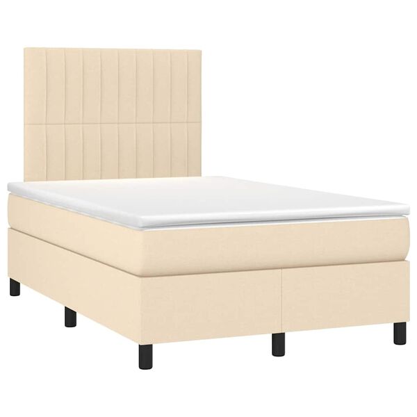 vidaXL Sommier &agrave; lattes de lit avec matelas cr&egrave;me 120x190 cm tissu