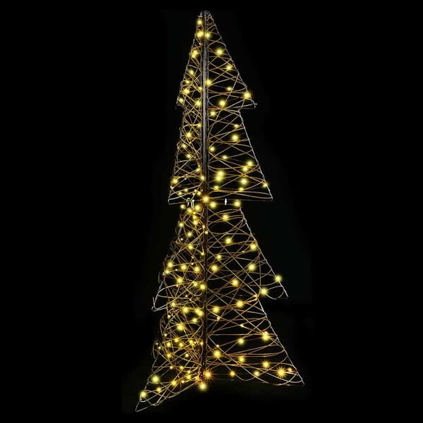 vidaXL Sapin de Noël avec 160 LED Blanc chaud 150 cm Rotin