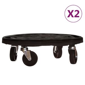 vidaXL Chariots &agrave; plantes avec roues 2 pcs Diam&egrave;tre 40 cm Noir 275 kg