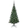 vidaXL Sapin de No&euml;l artificiel pr&eacute;-&eacute;clair&eacute; Vert 120 cm PVC et m&eacute;tal