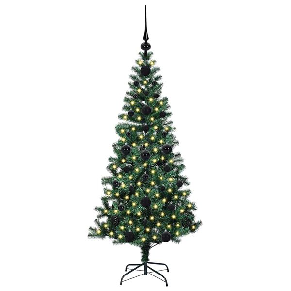 vidaXL Sapin de No&euml;l artificiel pr&eacute;-&eacute;clair&eacute; Vert 120 cm PVC et m&eacute;tal