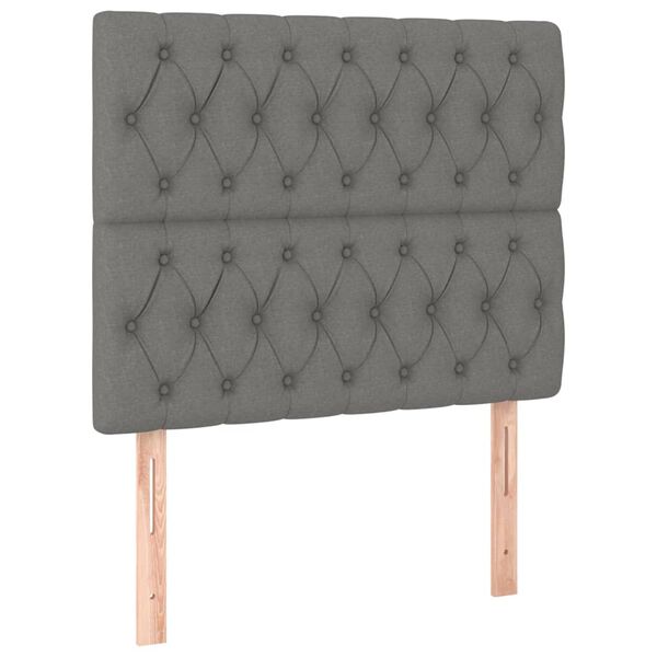 vidaXL T&ecirc;te de lit &agrave; LED Gris fonc&eacute; 100x7x118/128 cm Tissu
