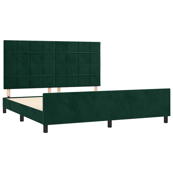 vidaXL Cadre de lit sans matelas vert fonc&eacute; 160x200 cm velours