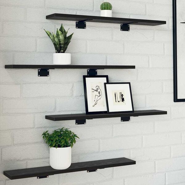 vidaXL &Eacute;tag&egrave;re &agrave; livres 4 pcs Noir 60 x 10 x 1,5 cm Bois d'ing&eacute;nierie
