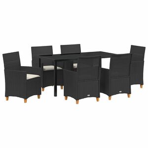 vidaXL Ensemble de salle &agrave; manger pour jardin 7 pcs Noir polyrotin