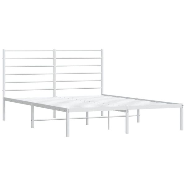vidaXL Cadre de lit métal sans matelas et tête de lit blanc 140x190 cm