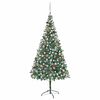 vidaXL Arbre de No&euml;l artificiel pr&eacute;-&eacute;clair&eacute;/boules pommes de pin 210cm