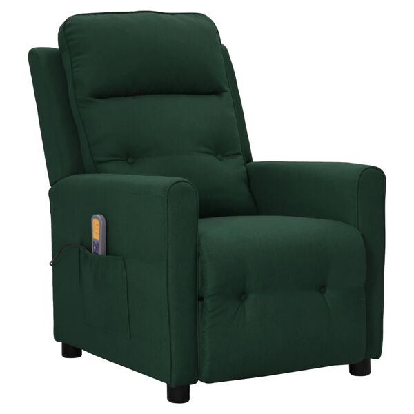 vidaXL Fauteuil de massage Vert foncé Tissu