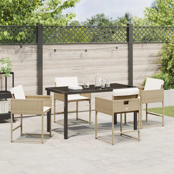 vidaXL Ensemble de salle &agrave; manger pour jardin 5 pcs Beige polyrotin