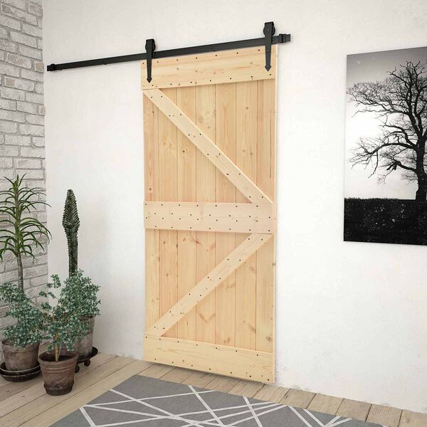 vidaXL Porte NARVIK Naturel 90 x 210 cm Bois de pin massif