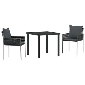 vidaXL Ensemble de salle &agrave; manger pour jardin 3 pcs Noir et gris