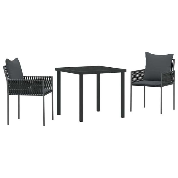 vidaXL Ensemble de salle &agrave; manger pour jardin 3 pcs Noir et gris