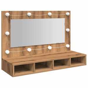 vidaXL Armoire &agrave; miroir avec LED Ch&ecirc;ne artisanal 90x31,5x62 cm
