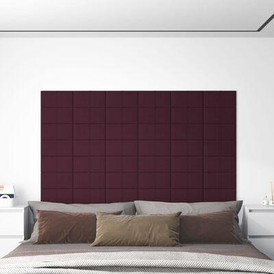 vidaXL Panneaux muraux 12 pcs Violet 30x15 cm Tissu 0,54 m²